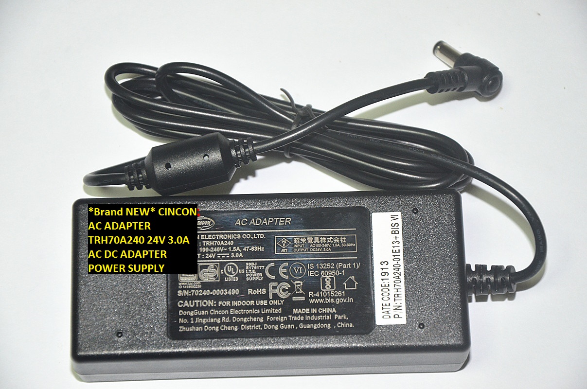 *Brand NEW* POWER SUPPLY AC100-240V 24V 3.0A CINCON AC ADAPTER TRH70A240 AC DC ADAPTER